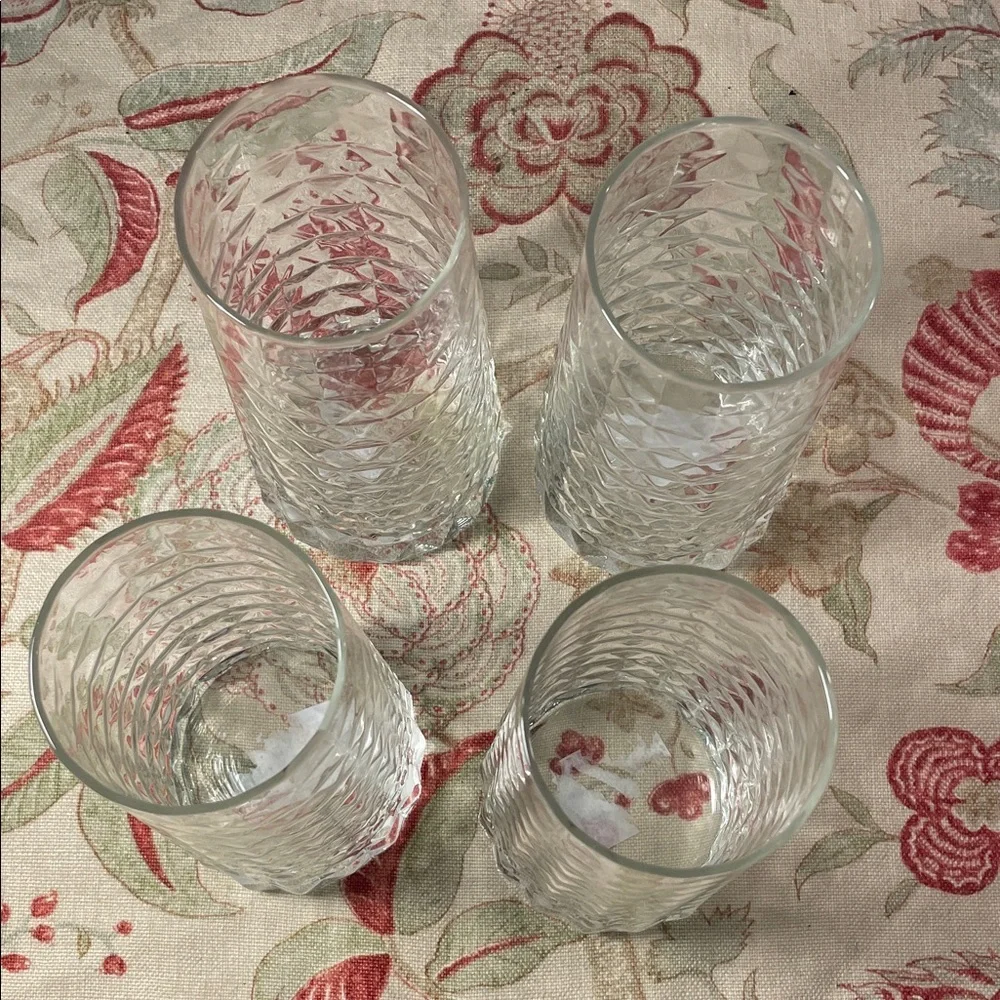 Durobor Gem Crystal Clear Diamond Inspired High Ball Glass Tumbler Set of 4